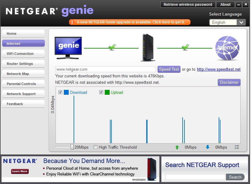 cannot login to netgear router from genie